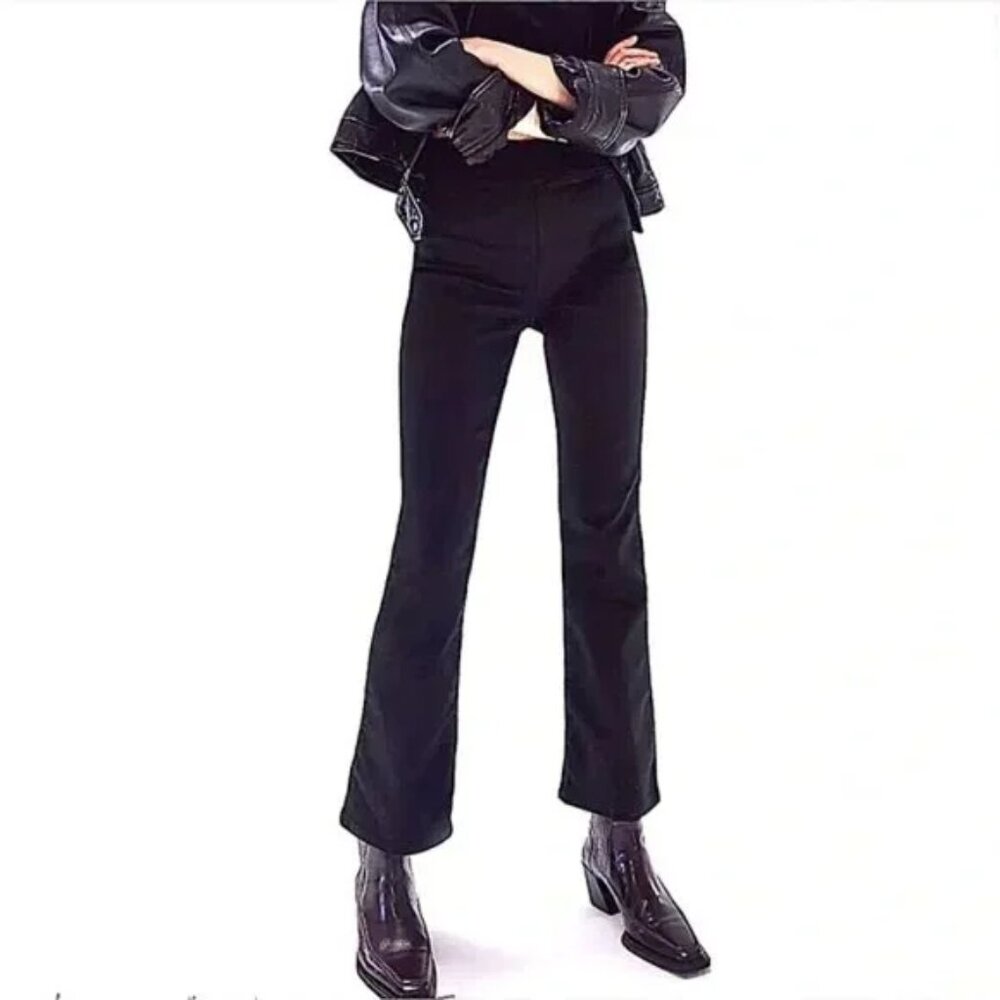 013 Free People In My Feelings Cropped Slim Flare Velvet Pants Black  Size XS